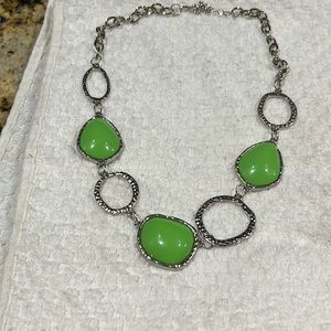 Beautiful Silver Necklace with Green stones NWOT